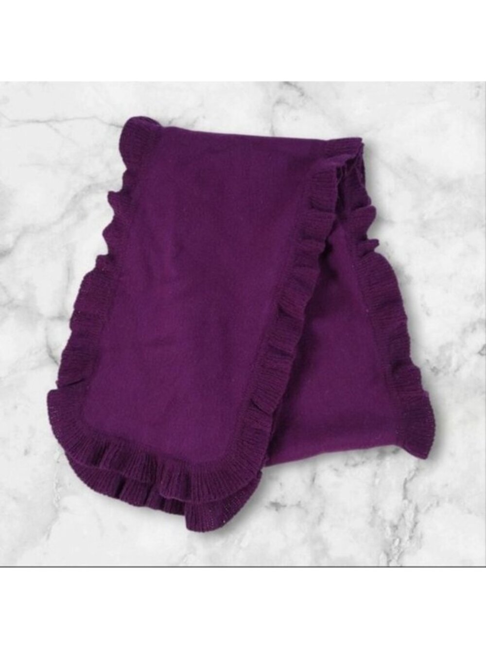 Nordstrom Purple Wool Cashmere Ruffle Edge Knit Scarf